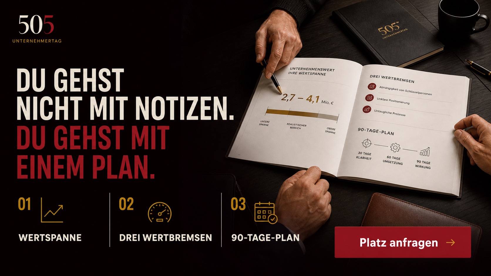 Das persönliche 505 Unternehmer-Dossier mit Wertspanne und 90-Tage-Plan